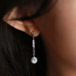 Natural Pearl Diamond 18K White Gold Tube Earrings - Valentines Day Etsy