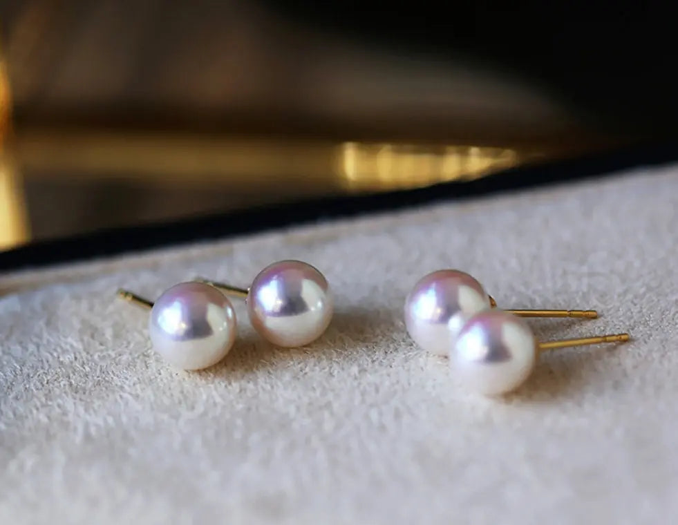 18K Gold Superior Akoya Pearl Studs Earrings Etsy