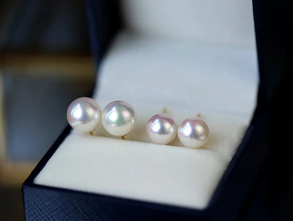18K Gold Superior Akoya Pearl Studs Earrings Etsy