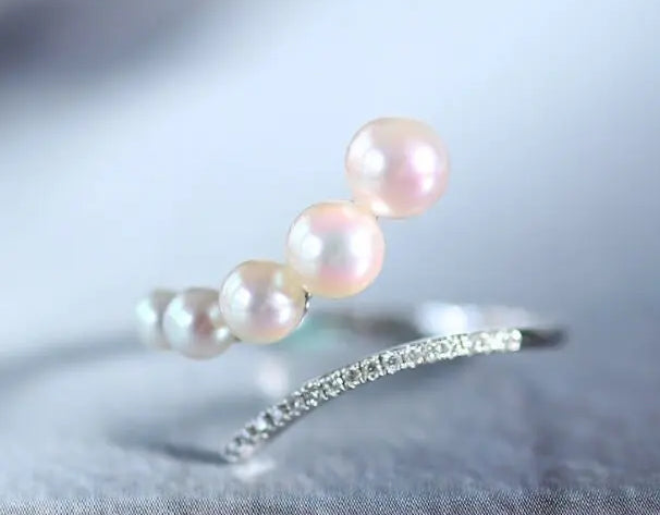 Akoya Pearl  Diamond Ring - 18K Yellow Gold White Pink Pearl Etsy