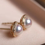 Cluster Akoya Pearl Studs 18K Earrings from Japan - 18K Gold Etsy