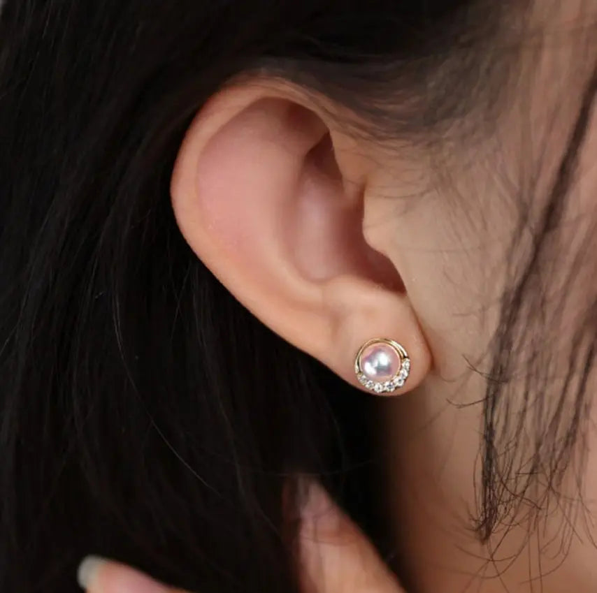 Cluster Akoya Pearl Studs 18K Earrings from Japan - 18K Gold Etsy