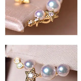 Cluster Star Akoya Pearl 18K Earrings, 18k Solid Yellow Gold Stud Earrings, Polaris Diamonds Earrings, Valentine's Day Gift Idea for GF Etsy