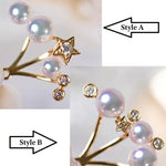 Cluster Star Akoya Pearl 18K Earrings, 18k Solid Yellow Gold Stud Earrings, Polaris Diamonds Earrings, Valentine's Day Gift Idea for GF Etsy