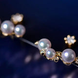 Cluster Star Akoya Pearl 18K Earrings, 18k Solid Yellow Gold Stud Earrings, Polaris Diamonds Earrings, Valentine's Day Gift Idea for GF Etsy