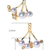 Cluster Star Akoya Pearl 18K Earrings, 18k Solid Yellow Gold Stud Earrings, Polaris Diamonds Earrings, Valentine's Day Gift Idea for GF Etsy