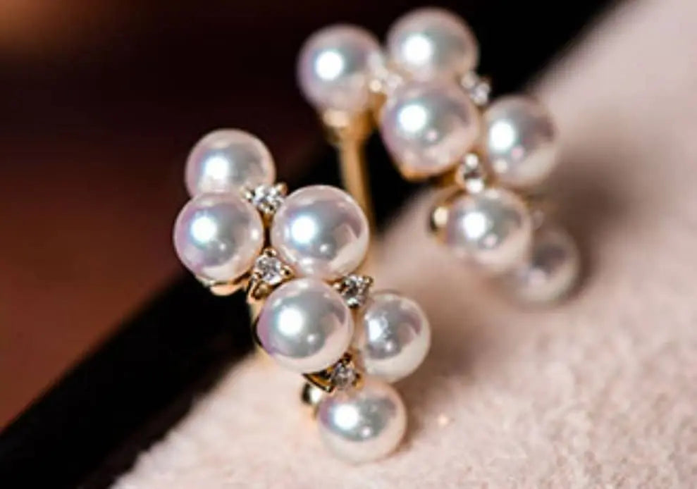 Grape Design Akoya Pearl 18K Gold Earrings Etsy
