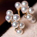 Grape Design Akoya Pearl 18K Gold Earrings Etsy
