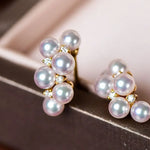 Grape Design Akoya Pearl 18K Gold Earrings Etsy