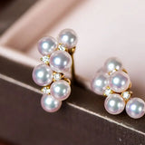 Grape Design Akoya Pearl 18K Gold Earrings Etsy
