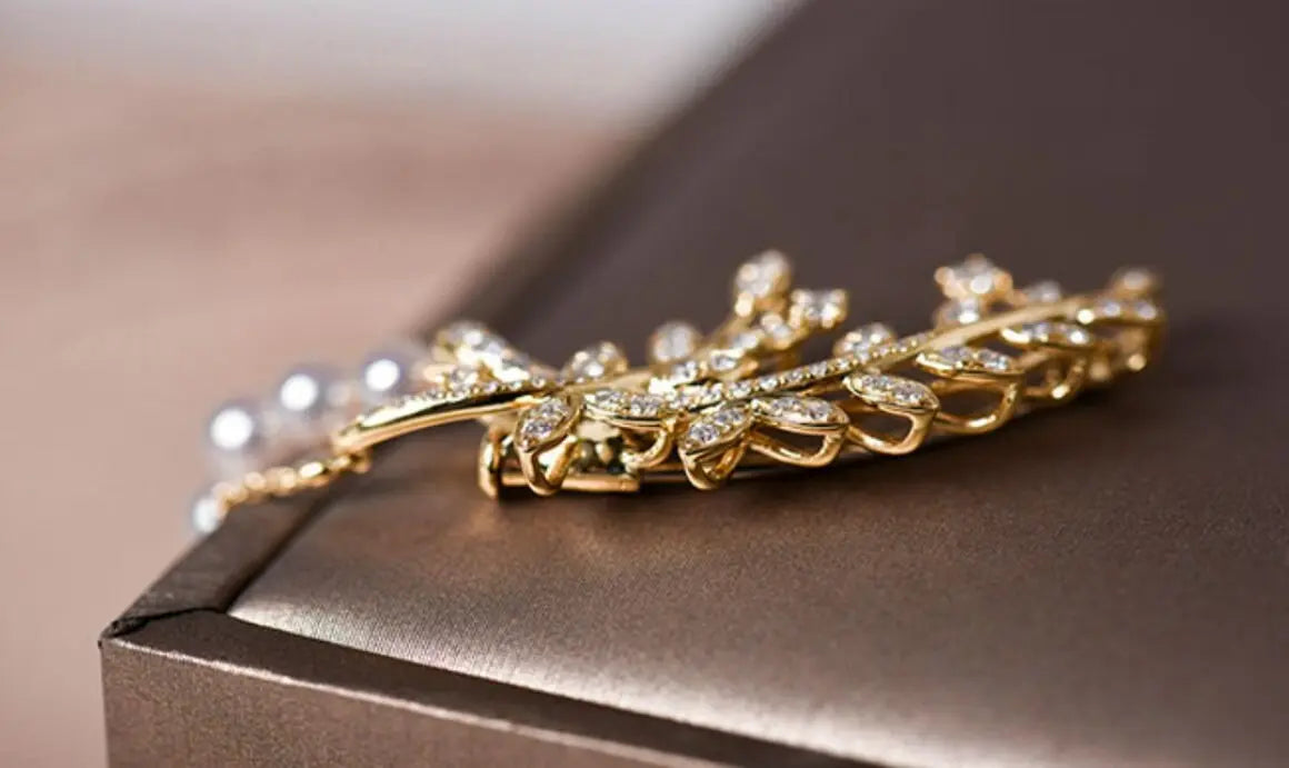 Laurel Leaf Akoya Pearl 18K Necklace Brooch, 18K Yellow Gold Etsy