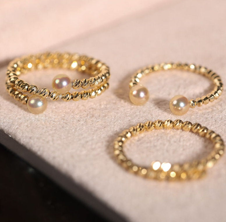 18K Laser Gold Ball Ring, 18k Yellow Gold Stacking Ring, Valentine's Day Gift Idea for Her Etsy