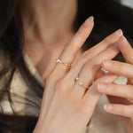 18K Laser Gold Ball Ring with Akoya Champagne Golden Pearl Ring, 18k Yellow Gold Stacking Ring, Valentine's Day Gift Idea for Her Etsy