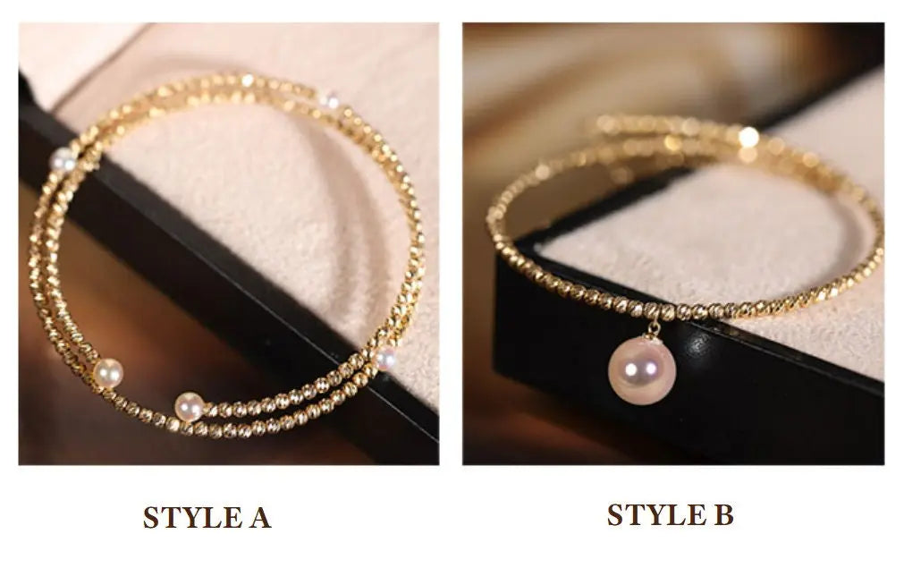 AAA+ Akoya Pearl 18K Gold Ball Stackable Bracelet Etsy