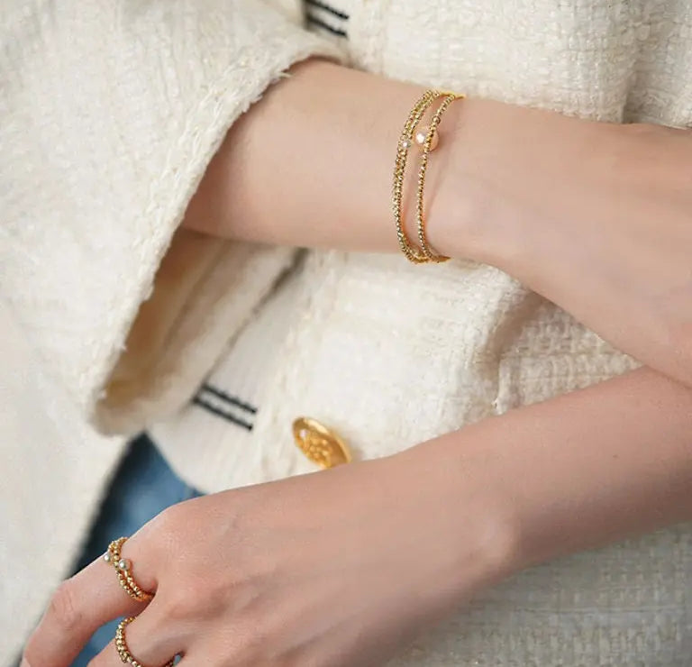 AAA+ Akoya Pearl 18K Gold Ball Stackable Bracelet Etsy