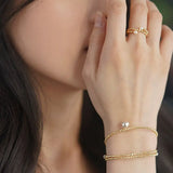 18K Laser Gold Ball Bracelet with Japan Akoya Pearl , 18k Yellow Gold Stacking Bracelet, Valentine's Day Gift Idea for Her Etsy