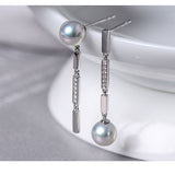 Natural Pearl Diamond 18K White Gold Tube Earrings - Valentines Day Etsy