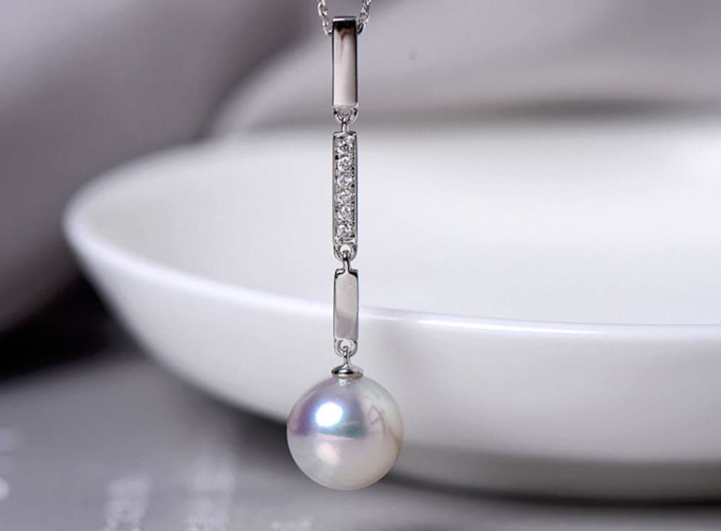 Natural Pearl Diamond 18K White Gold Tube Earrings - Valentines Day Etsy