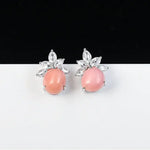5.83Carat Queen Conch Pearl & White Diamond Earrings 18K White Gold Cluster Earrings, Pearls Strombus Gigas Etsy