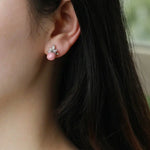 5.83Carat Queen Conch Pearl & White Diamond Earrings 18K White Gold Cluster Earrings, Pearls Strombus Gigas Etsy