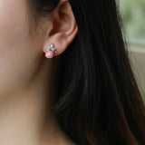 5.83Carat Queen Conch Pearl & White Diamond Earrings 18K White Gold Cluster Earrings, Pearls Strombus Gigas Etsy
