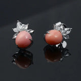 5.83Carat Queen Conch Pearl & White Diamond Earrings 18K White Gold Cluster Earrings, Pearls Strombus Gigas Etsy