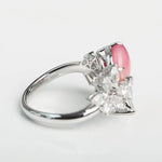 2.16Ct Queen Conch Pearl Ring & White Diamond, 18k Solid White Gold Cluster Ring, Strombus Gigas, Flamed Pink, Engagement Ring, Etsy
