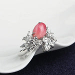 2.16Ct Queen Conch Pearl Ring & White Diamond, 18k Solid White Gold Cluster Ring, Strombus Gigas, Flamed Pink, Engagement Ring, Etsy