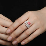 2.16Ct Queen Conch Pearl Ring & White Diamond, 18k Solid White Gold Cluster Ring, Strombus Gigas, Flamed Pink, Engagement Ring, Etsy