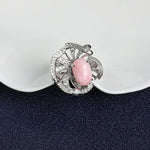 3.37Ct Queen Conch Pearl Necklace, 18k Solid White Gold Two Way Jewelry, Engagement Necklace, Sakura Flower Ring Necklace - LaCorserArtJewelry