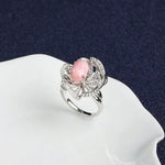 3.37Ct Queen Conch Pearl Necklace, 18k Solid White Gold Two Way Jewelry, Engagement Necklace, Sakura Flower Ring Necklace - LaCorserArtJewelry
