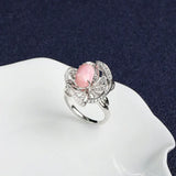 3.37Ct Queen Conch Pearl Necklace, 18k Solid White Gold Two Way Jewelry, Engagement Necklace, Sakura Flower Ring Necklace - LaCorserArtJewelry
