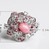 Rose 2.54Ct Queen Conch Pearl Ring Necklace & Spinel White Diamond, 18k Solid White Gold Two Way Jewelry, Engagement Flower Ring, Pink Stone Etsy