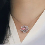 Rose 2.54Ct Queen Conch Pearl Ring Necklace & Spinel White Diamond, 18k Solid White Gold Two Way Jewelry, Engagement Flower Ring, Pink Stone Etsy