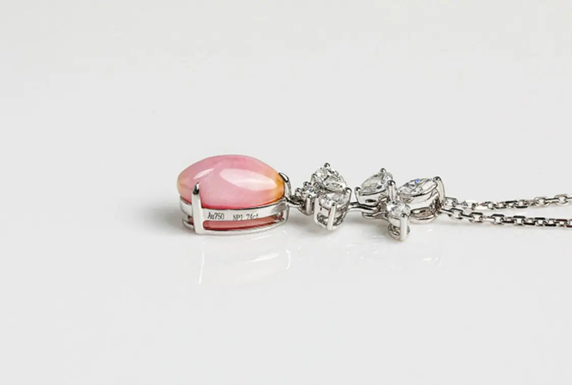 Queen Conch Pearl Necklace - 1.74ct with White Diamonds in 18K White Gold Etsy