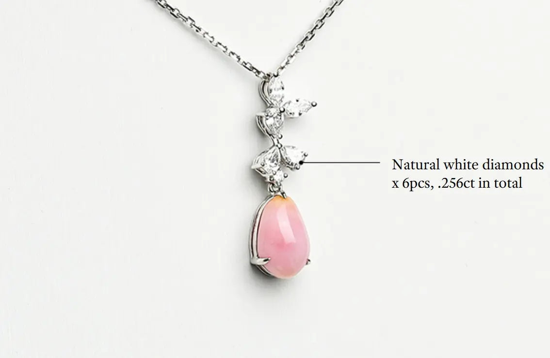 Queen Conch Pearl Necklace - 1.74ct with White Diamonds in 18K White Gold Etsy