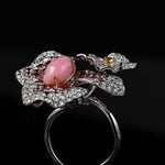 Queen Conch Pearl  Diamond Ring - 18K Gold Bougainvillea Flower Jewelry Etsy