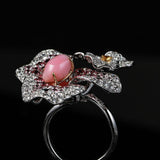 Queen Conch Pearl  Diamond Ring - 18K Gold Bougainvillea Flower Jewelry Etsy