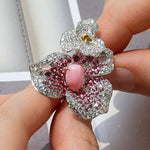 Queen Conch Pearl  Diamond Ring - 18K Gold Bougainvillea Flower Jewelry Etsy