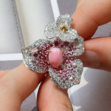 Queen Conch Pearl  Diamond Ring - 18K Gold Bougainvillea Flower Jewelry Etsy
