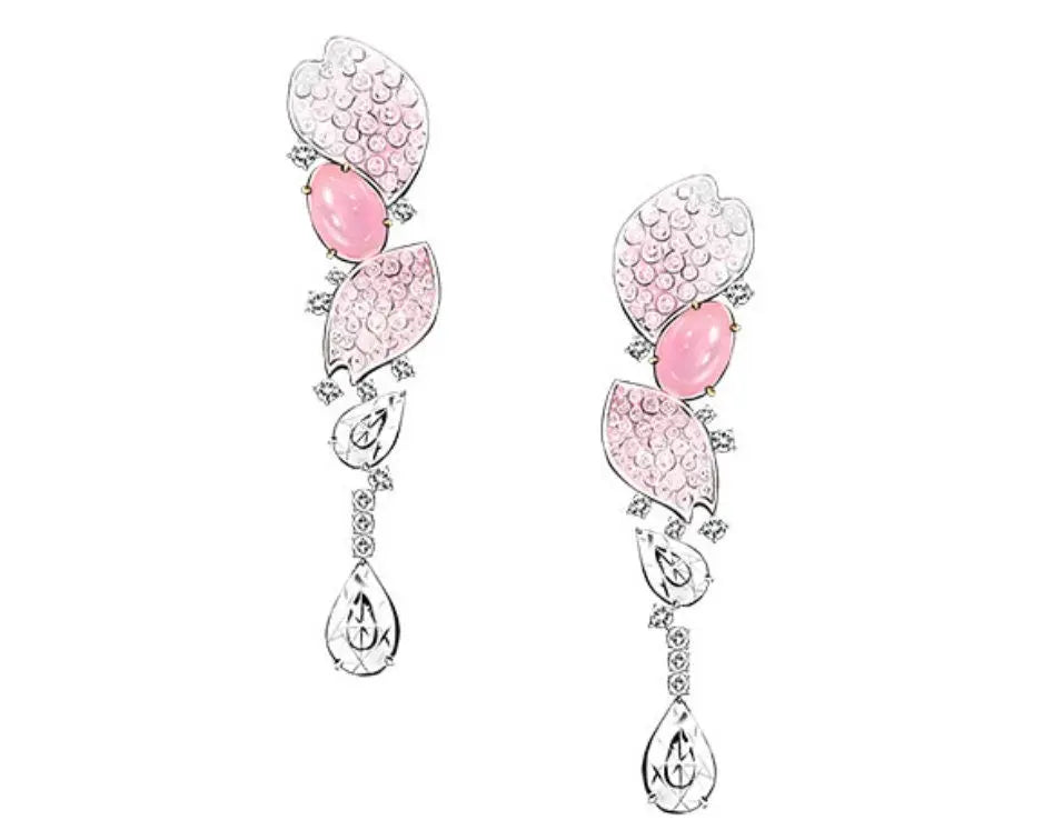 2.33Ct Queen Conch Pearl Earrings & Diamond 18K Flower Earrings 18K Solid White Gold Flower Earrings, Strombus Gigas, Flamed Pink Pearl Etsy