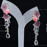 2.33Ct Queen Conch Pearl Earrings & Diamond 18K Flower Earrings 18K Solid White Gold Flower Earrings, Strombus Gigas, Flamed Pink Pearl Etsy