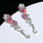 2.33Ct Queen Conch Pearl Earrings & Diamond 18K Flower Earrings 18K Solid White Gold Flower Earrings, Strombus Gigas, Flamed Pink Pearl Etsy