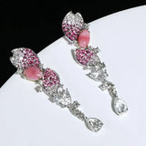 2.33Ct Queen Conch Pearl Earrings & Diamond 18K Flower Earrings 18K Solid White Gold Flower Earrings, Strombus Gigas, Flamed Pink Pearl Etsy