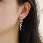 2.33Ct Queen Conch Pearl Earrings & Diamond 18K Flower Earrings 18K Solid White Gold Flower Earrings, Strombus Gigas, Flamed Pink Pearl Etsy