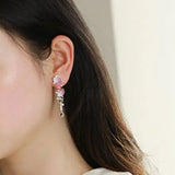 2.33Ct Queen Conch Pearl Earrings & Diamond 18K Flower Earrings 18K Solid White Gold Flower Earrings, Strombus Gigas, Flamed Pink Pearl Etsy