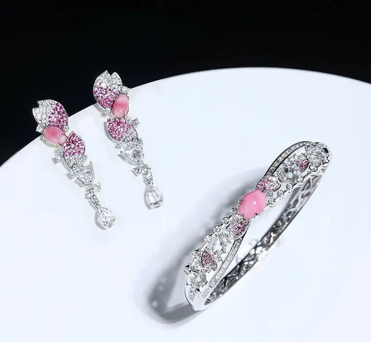 2.2Ct Queen Conch Pearl Bangle & Diamond, Spinel 18K Bangle, 18K Solid White Gold Bangle , Strombus Gigas, Flamed Pink Pearl Etsy