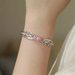 2.2Ct Queen Conch Pearl Bangle & Diamond, Spinel 18K Bangle, 18K Solid White Gold Bangle , Strombus Gigas, Flamed Pink Pearl Etsy