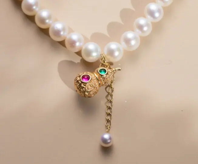 AAA Luster Pearl Gourd Choker - 18K Gold Pearl Strand Etsy