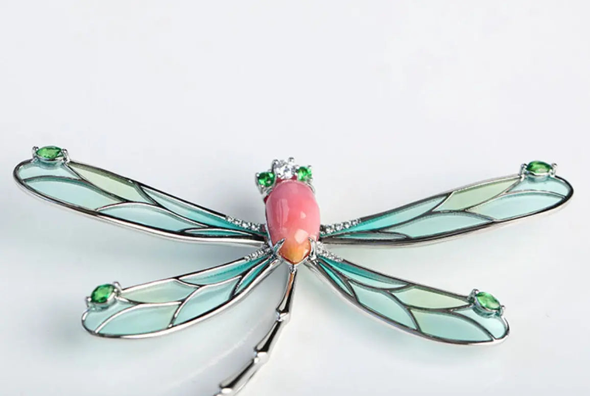 Dragonfly 2.26Ct Queen Conch Pearl Brooch (Customize), 18K White Gold Brooch, Conch Pearl, Insect Inspire Jewelry, Pink Pearl Brooch Etsy
